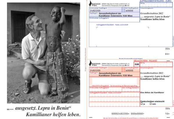 Erlag-Schein, Vorderseite, Bild: Behandlung eines Leprakranken