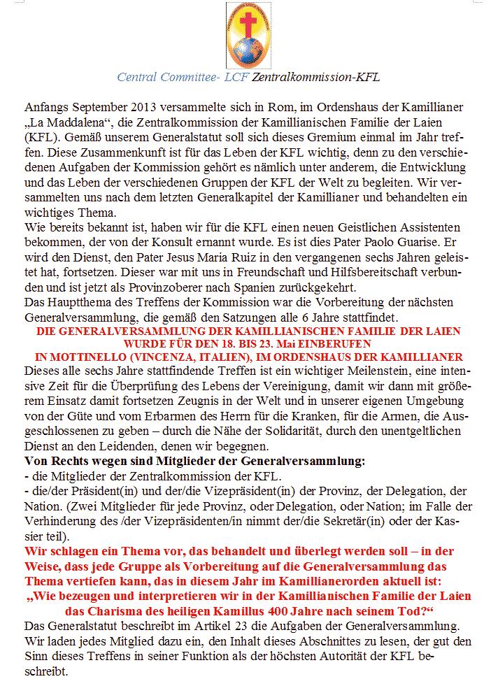 Brief an die Kam. Fam.