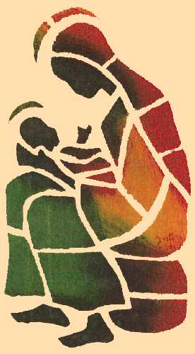 Batik-Marienbild aus Afrika (Burkina Fasu) - Leihgabe der Missionare von Afrika, Foto: P. H.B. Schering